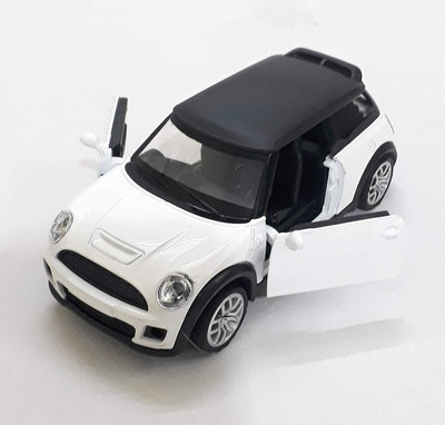 

KTRS Mini Cooper Die-Cast Metal Car Toy with Openable Doors and Pull Back Action | White Color(White)