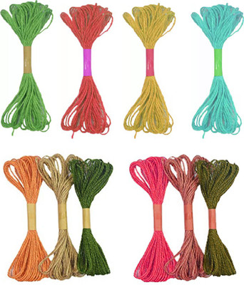 Just Flowers Multi-Coloured Jute Thread Twisted Rope for DIY Art and Craft Projects and Decoration (10 Pieces of 10mtr Each)