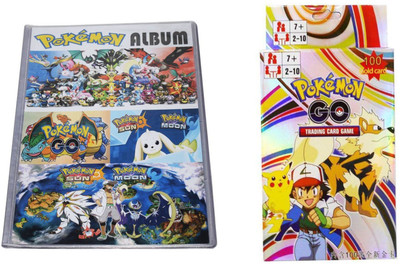 

Bestie Toys 100 Gold Trading Card Game Fun Play for Kids with Pokemon Trading Card Album - 192 Pockets(Multicolor)
