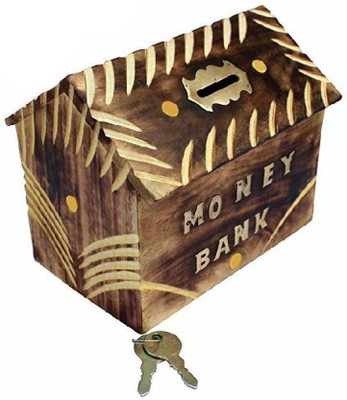

Alhind Handicraft Coin Saving Box Coin Bank(Brown)