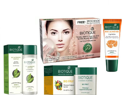 

BIOTIQUE BIO Morning Nectar Flawless Skin Lotion, Bio Pearl White Facial Kit, Bio Fruit Face Pack, LIP BALM(Set of 4)
