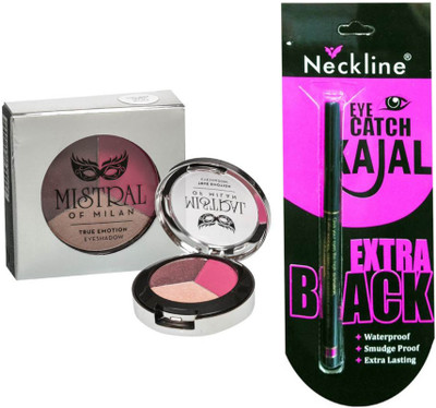 

mistral of milan True Emotion Eye Shadow (002 Happy Pink Trio) 3.6 gm with nackline kajal(Set of 2)