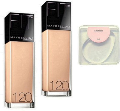

Adorable silicone puff , maybelline fit me 120 foundation pack of 2(Set of 3)