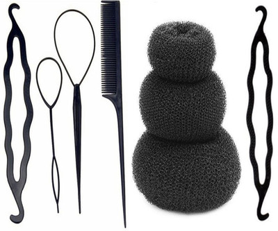 

S R Enterprises pack of hair donut all 3different size/hair accessories diy kit for girls (pack of 8pcs)(Set of 2)