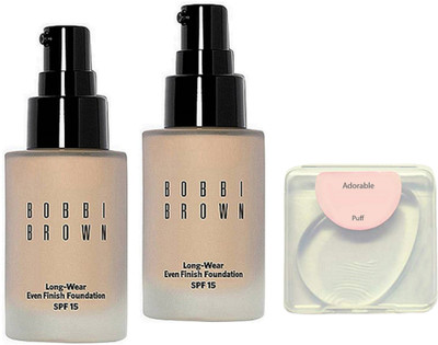 

Adorable silicon puff,bobbi brown long-wear even finish foundation pack of 2(Set of 3)