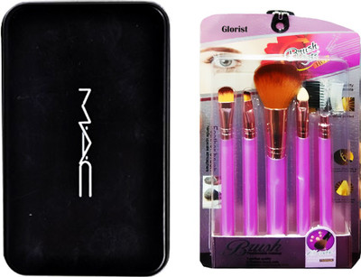 

glorist Make Up Brush Set Of 5 With MAC Make Up Brush Set Of 1 2 Combo Offer (Set of 2)(Set of 2)
