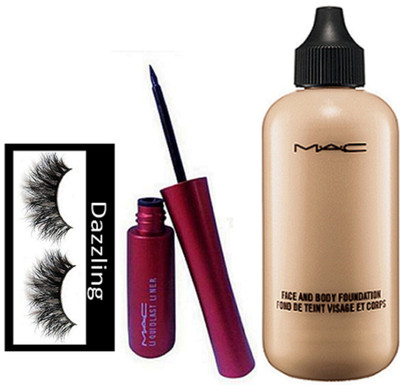 

dazzling Eylashes, Mac Face And Body Foundation, Liquid Last Eyeliner(Set of 3)