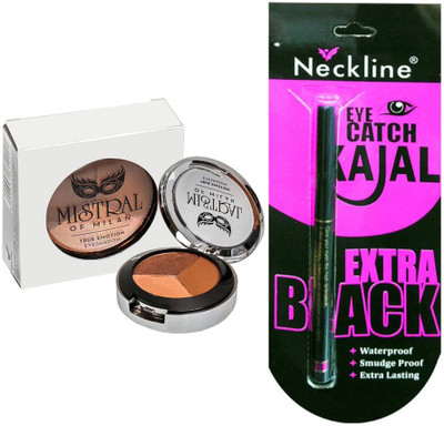 

mistral of milan True Emotion Eye Shadow (003 Power Brown Trio) 3.6 gm with nackline kajal(Set of 2)