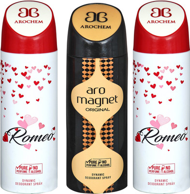 

arochem ROMEO & ARO MAGNET DYNAMIC DEODORANT SPRAY Body Spray - For Men & Women(600 ml, Pack of 3)