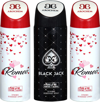 

arochem ROMEO & BLACK JACK DYNAMIC DEODORANT SPRAY Body Spray - For Men & Women(600 ml, Pack of 3)