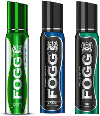 

Fogg Deodorant FOCUS, FORCE & RUSH 120ml x 3 New Body Spray - For Men & Women(360 ml, Pack of 3)
