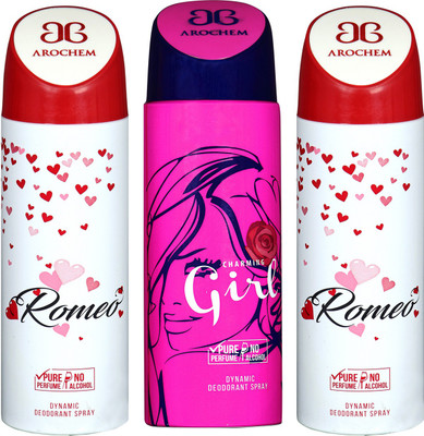 

arochem ROMEO & GIRL DYNAMIC DEODORANT SPRAY Body Spray - For Men & Women(600 ml, Pack of 3)