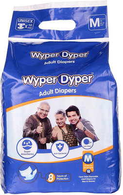 

Wyper Dyper Open Style with 8 Hrs of Protection, For Men and Women Adult Diapers - M(10 Pieces)