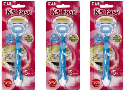 

Kai K5 Ease Razor (5 blade Made for Women) Pack of 3 Disposable Razor(Pack of 3)