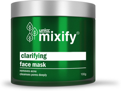 

mixify Unloc âClarifyingâ Anti Acne Face Mask with Bentonite Clay, Neem Extract, Tea Tree Oil, Multani Clay, BHA, Avocado Oil and Extracts of Papaya, Mushroom, Spinach & Tomato (100gm) | Paraben Free | Sulphate Free(100 g)