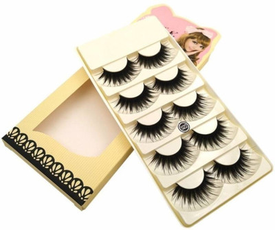 

Ni Hao 5 PAIR Natural Thick Black Colored Long False Eyelashes Extension Eye Makeup(Pack of 10)