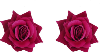 

Majik Stylish Artificial Rose Flower Hair Clips For Women And Girls, Flower Clips For Daily And Casual Use For Ladies, Set Of 2, dark Pink, Hair Clip(Red)