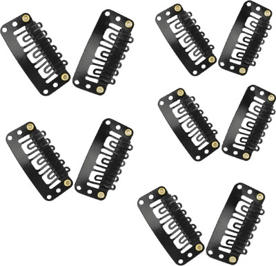 

KYT 10 pcs U Shape Snap Clip For Hair Extension Weft Wigs 32mm- Black Tic Tac Clips for Hair Extensions Hair Clip(Black)