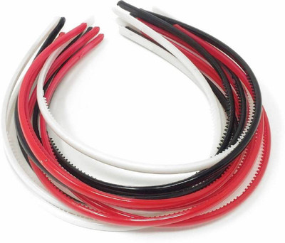 

Mahvi Toys Premium quality Plastic Colorful Sleek Hair Bands for Girls and Women (12 Bands) Hair Band(Black, White, Red)