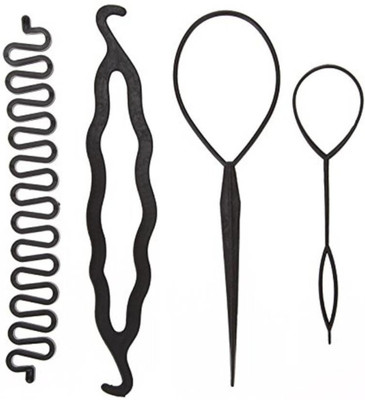

Ni Hao 4Pcs/Set Hair Care Styling Braiding Twist Curler Hairpin Holding Needle Ponytail Bun maker Tool Bun Clip, Hair Accessory Set(Black)