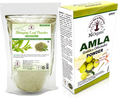 

3GOrganic 3G Organic Natural Bhringraj and Amla Powder for All Types of Hair (pack of 2 100g each)(200 ml)