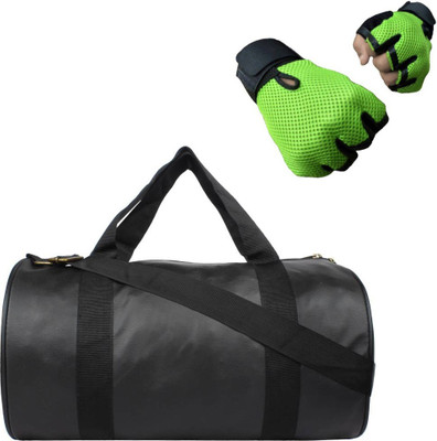 

Rocketsales Combo of Leatherite Black Gym Bag and Green Gloves Gym & Fitness Kit