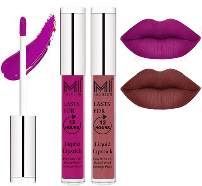 

MI FASHION 100% Veg Matte Made in India Liquid Lip Gloss Lipstick Waterproof, Long Lasting Set of 2 -(6 ml, Wine Liquid Lipstick,Nude Lip Gloss)