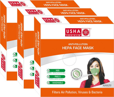 

Usha Shriram Air Mask Adult Face Mask ( pack of 3) FM1895-A13 Mask and Respirator