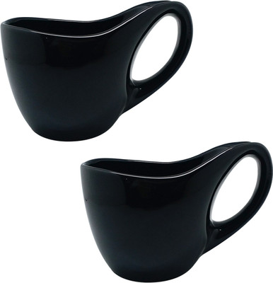 

Tuelip Kit 27 Ceramic Mug(350 ml, Pack of 2), Black