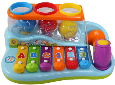

WAMA RETAILS Musical Toy Xylophone Piano Bench with Balls and Hammer Fun for Kids Above 2 Years Soft Music and Good Activity - Multicolour(Multicolor)