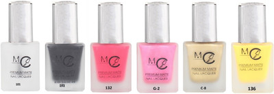 Million Colors Premium Matte Nail Lacquer 101, 143, 132, g2, c8, 136(Pack of 6)