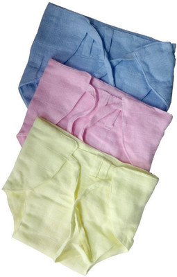 

PEUBUD Padded Muslin Double Cotton Thick Cloth Knot Nappy/Langot Washable and Reusable for New Born Baby - Set of3 Pcs (0-4 Months, Blue;pink;yellow