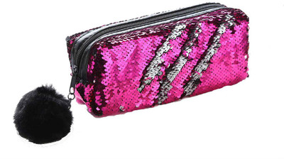 

Zahuu 0801 Sequin Art Polyester Pencil Box(Set of 1, Pink)