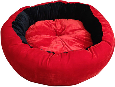

Hiputee Ultra Soft Reversible Velvet Round Red-Black Dog/Cat Large L Pet Bed(Red, Black)