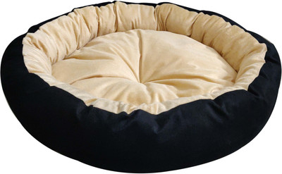 

Hiputee Ultra Soft Reversible Velvet Round Black Cream Dog/Cat Extra Large XL Pet Bed(Black, Cream)