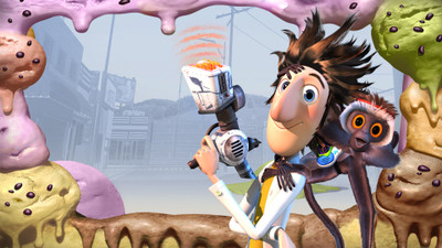 

Movie Cloudy With A Chance Of Meatballs Flint Lockwood Steve The Monkey HD Wallpaper Background Paper Print(12 inch X 18 inch, Rolled)