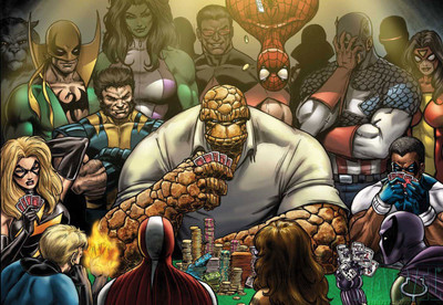 

Comics Fantastic Four Marvel Poker Game The Thing Human Torch Mr. Fantastic Invisible Woman Fine Art Paper Print Poster Paper Print(12 inch X 18 inch, Rolled)