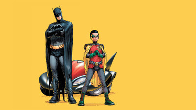 

Akhuratha -batman-dc-comics-frank-quitely-illustrations-robin-yellow-yellow-background Wall Poster Paper Print(12 inch X 18 inch, Rolled)