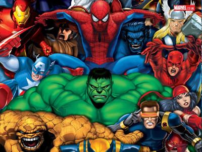 

Comics Marvel Iron Man Captain America Spider-Man Hulk The Thing Cyclops Beast Elektra Daredevil Thor HD Wallpaper Background Paper Print(12 inch X 18 inch, Rolled)