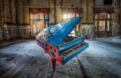 

Music Piano Room Colors Ruin Graffiti HD Wallpaper Background Fine Art Print(12 inch X 18 inch, Rolled)