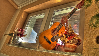 

Music Guitar HDR HD Wallpaper Background Fine Art Print(12 inch X 18 inch, Rolled)