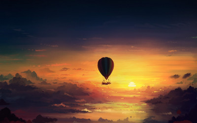 

Comics Romantically Apocalyptic Landscape Horizon Hot Air Balloon HD Wallpaper Background Photographic Paper(12 inch X 18 inch, Rolled)