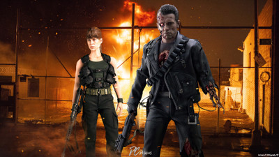 

Movie Terminator 2: Judgment Day Terminator Sarah Connor The Terminator Fan Art Hot Toys Terminator 2 Judgement Day Arnold Schwarzenegger Linda Hamilton HD Wallpaper Background Paper Print(12 inch X 18 inch, Rolled)