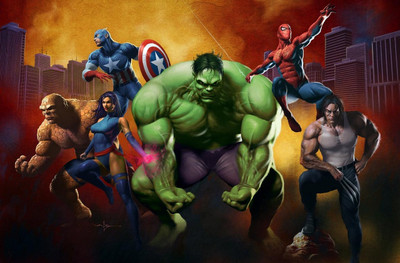 

Comics Marvel The Thing Psylocke Captain America Hulk Spider-Man Wolverine Fine Art Paper Print Poster Paper Print(12 inch X 18 inch, Rolled)