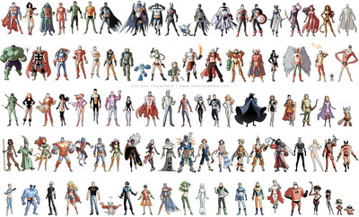 

Comics Collage Superman Martian Manhunter Wonder Woman Flash Green Lantern Aquaman Hulk Batman Scarlet Witch Hawkeye Captain America Batwoman Wasp Iron Man Thor Megaman Tomb Raider Link Green Arrow Shazam! Black Canary Dove Spider-Man Black Cat Punisher P