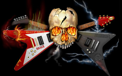 

Music Guitar Heavy Metal Metal Hard Rock Skull HD Wallpaper Background Fine Art Print(12 inch X 18 inch, Rolled)