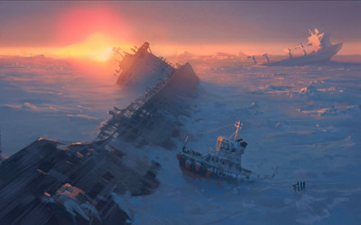 

Comics Romantically Apocalyptic Post Apocalyptic Ship Container Ship Snow Sunrise Fine Art Paper Print Poster Photographic Paper(12 inch X 18 inch, Rolled)