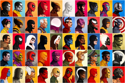 

Collage Thor War Machine Colossus Spider-Man Scarlet Witch Wolverine Silver Surfer Gambit Beast Ant-Man Puck Cable Doctor Strange Hawkeye Venom Cyclops Captain America Black Cat Black Panther Rogue Nightcrawler Bullseye Hulk Punisher Green Goblin Magneto 