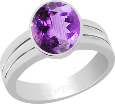 PTM Natural Amethyst (Kathela) Gemstone 7.25 Ratti or 6.60 Carat for Male and Female Sterling Silver Ring
