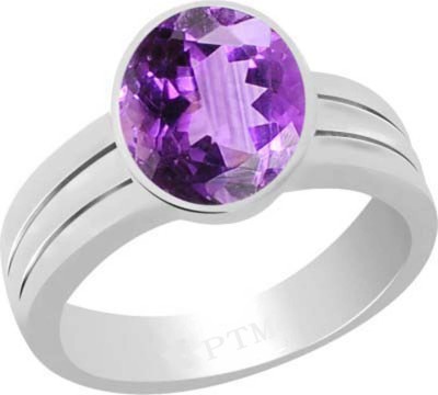 PTM Natural Amethyst (Kathela) Gemstone 3.25 Ratti or 2.96 Carat for Male and Female Sterling Silver Ring